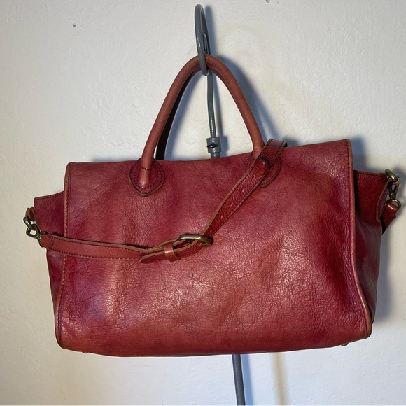 1937 Accessories Camden Satchel Doctors Bag Red Burgundy Leather - Picture 3 of 15